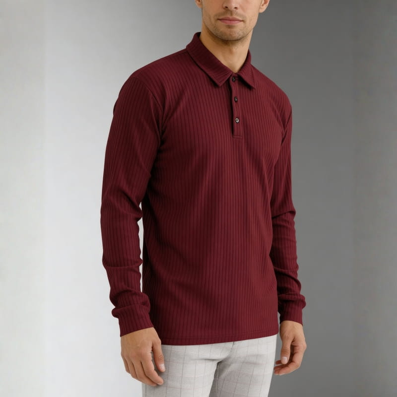 Rafael Men's Ribbed Long Sleeve Polo