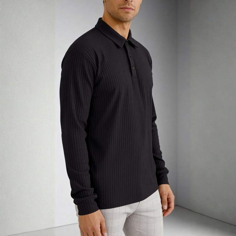 Rafael Men's Ribbed Long Sleeve Polo