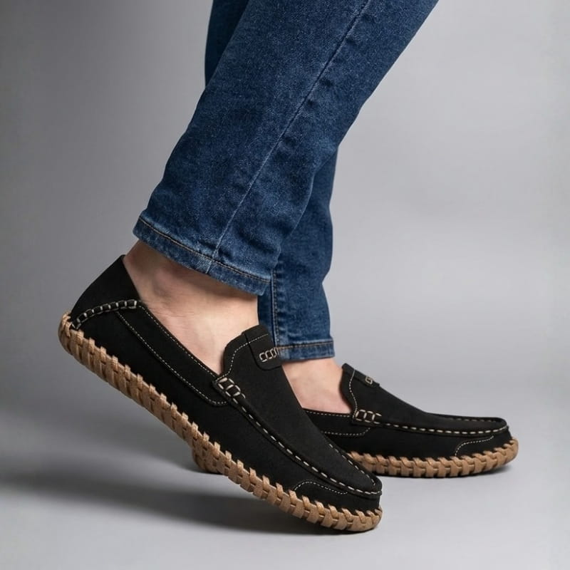 Luciano Men's Suede Loafers – Hand-Stitched Leather Slip-Ons