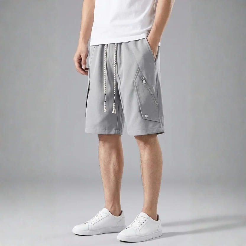 Soriano Utility Drawstring Shorts – Zip Pocket Lightweight Casual Summer Shorts