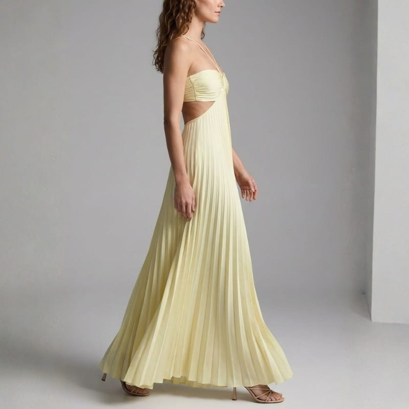 Mia Pleated Lightweight Maxi Dress – Breathable Elegant Chiffon Dress
