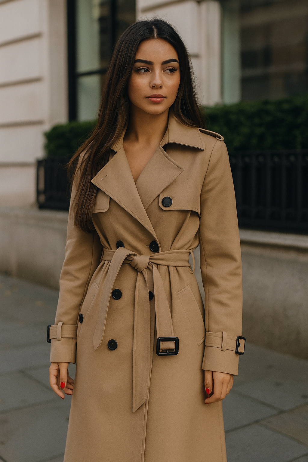 Hillary Women’s Trench Coat – Breathable Tailored Classic Belted Coat