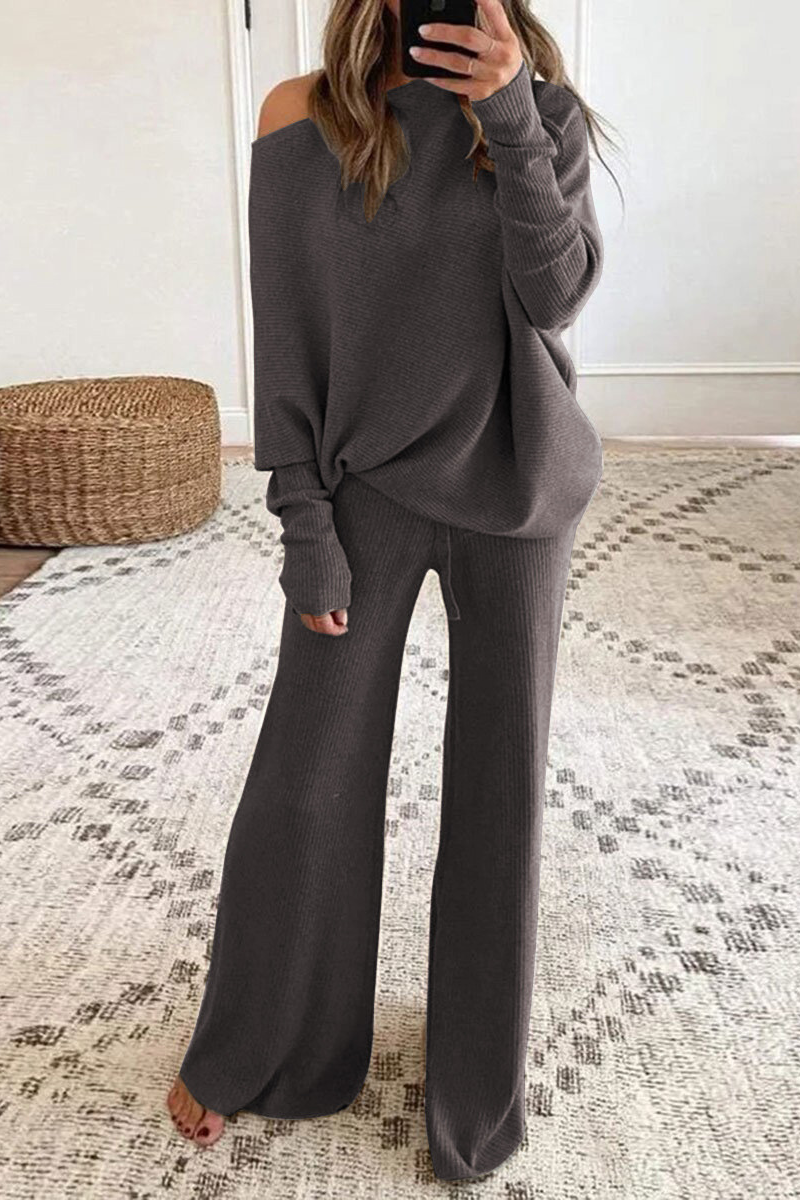 Ariana Women’s Knit Lounge Set – Off-Shoulder Relaxed Fit Outfit Set