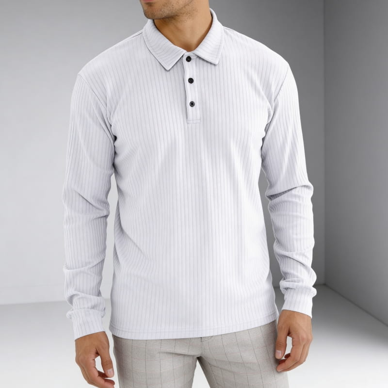Rafael Men's Ribbed Long Sleeve Polo