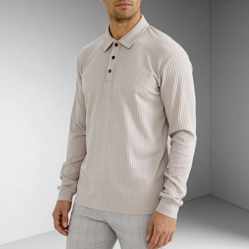 Rafael Men's Ribbed Long Sleeve Polo