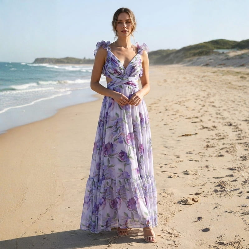 Joana Backless Floral Maxi Dress – Lightweight Airy Summer Silhouette
