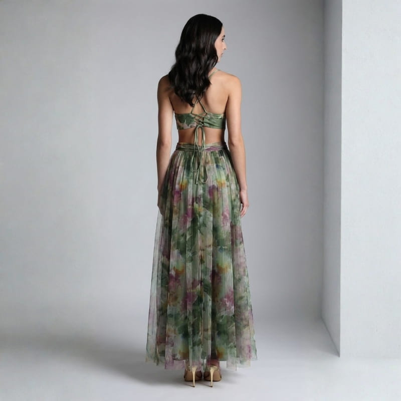 Gabriella Chiffon Floral Painted Maxi Dress – Lightweight Elegant All Occasion Dress