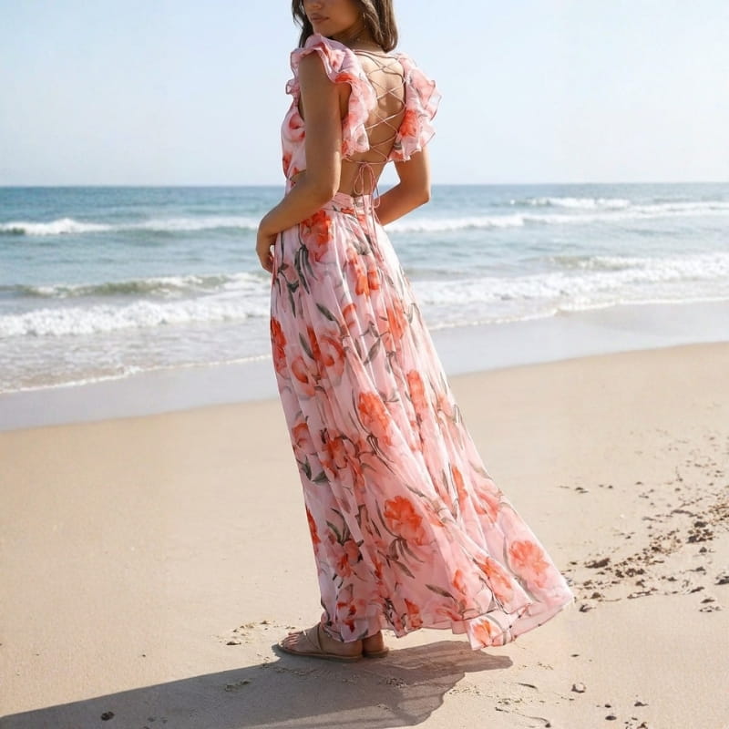 Joana Backless Floral Maxi Dress – Lightweight Airy Summer Silhouette