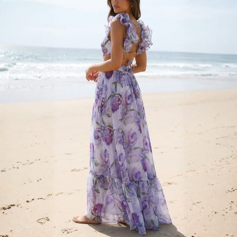 Joana Backless Floral Maxi Dress – Lightweight Airy Summer Silhouette