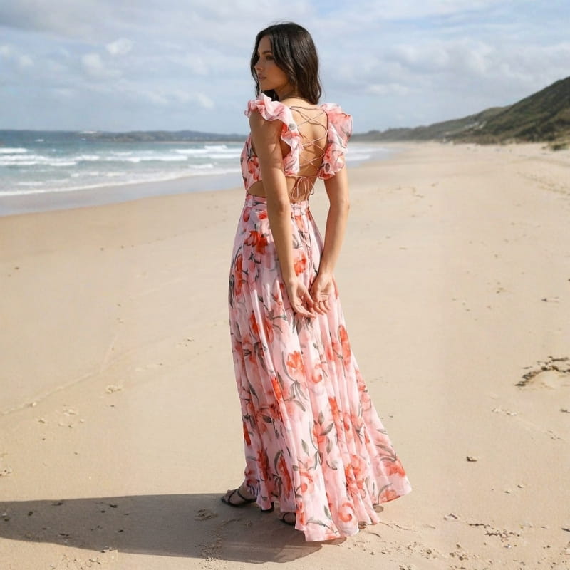 Joana Backless Floral Maxi Dress – Lightweight Airy Summer Silhouette