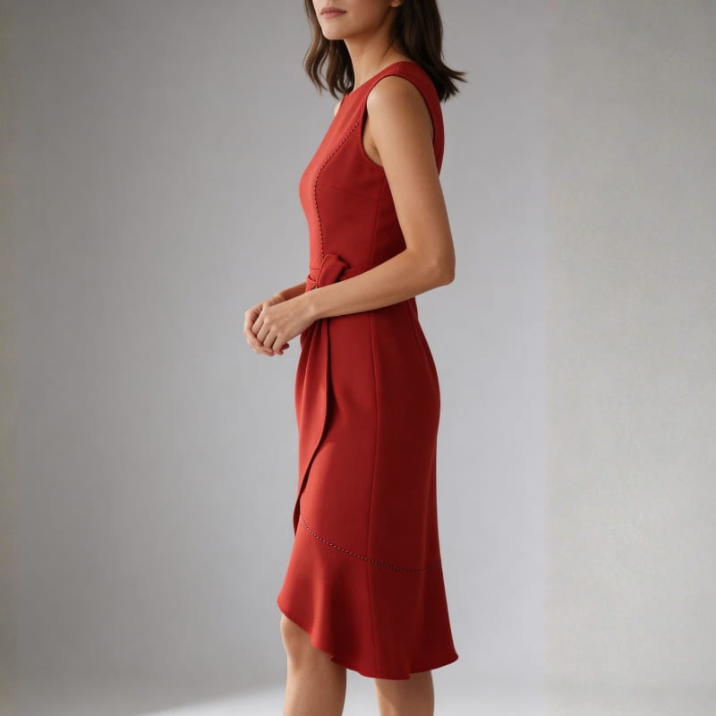 Mona Wrap Front Draped Midi Dress –  Smooth Stretch Cocktail Dress