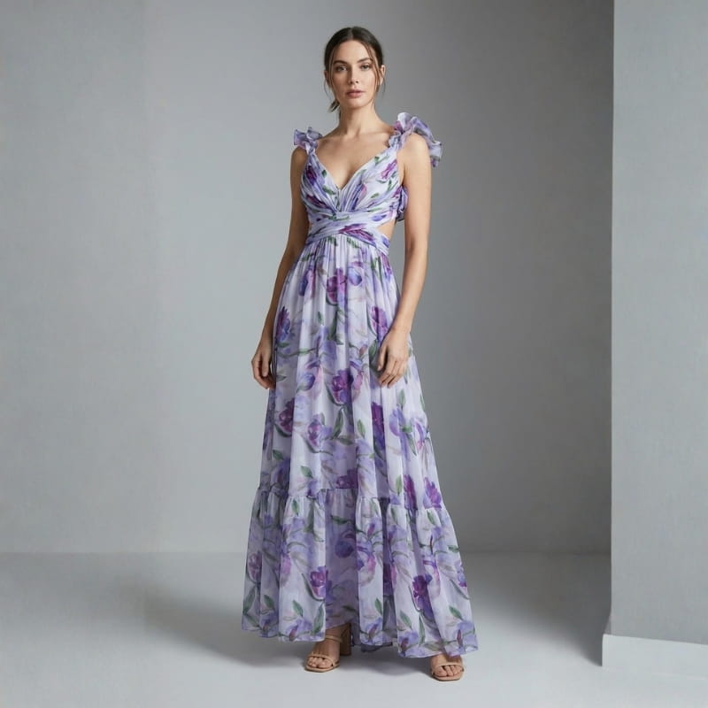 Joana Backless Floral Maxi Dress – Lightweight Airy Summer Silhouette