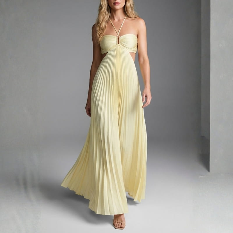 Mia Pleated Lightweight Maxi Dress – Breathable Elegant Chiffon Dress