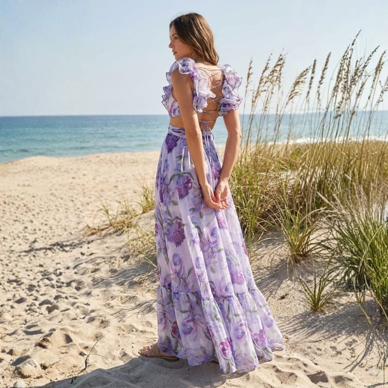 Joana Backless Floral Maxi Dress – Lightweight Airy Summer Silhouette