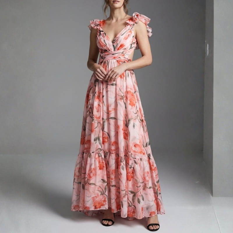Joana Backless Floral Maxi Dress – Lightweight Airy Summer Silhouette