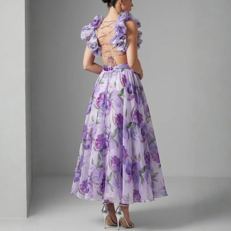 Joana Backless Floral Maxi Dress – Lightweight Airy Summer Silhouette