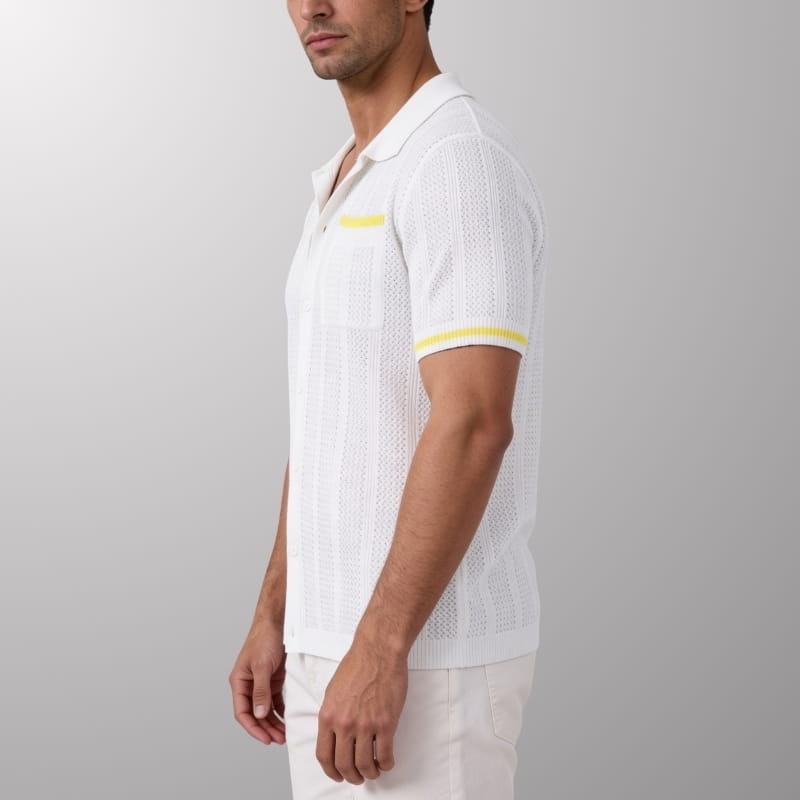 Marino Men's Textured Knit Polo Shirt