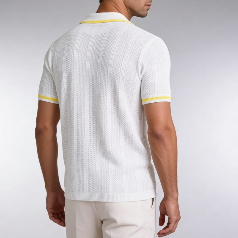 Marino Men's Textured Knit Polo Shirt