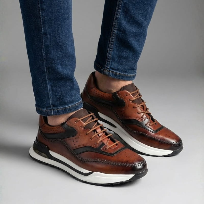 Alessandro Vieri Genuine Leather Oxford Sneakers – Smart Casual Comfort Shoes