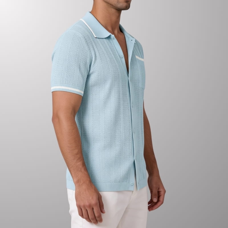 Marino Men's Textured Knit Polo Shirt