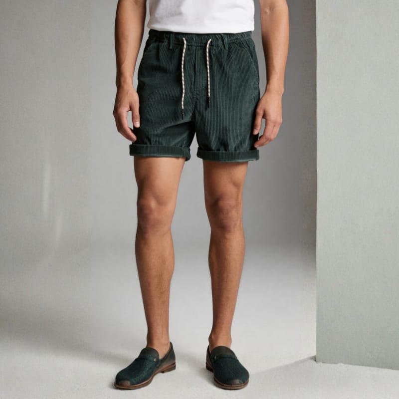 Enzo Soft Corduroy Shorts – Elasticated Waist Relaxed Fit Summer Shorts