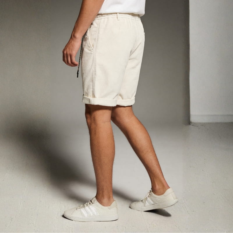Enzo Soft Corduroy Shorts – Elasticated Waist Relaxed Fit Summer Shorts