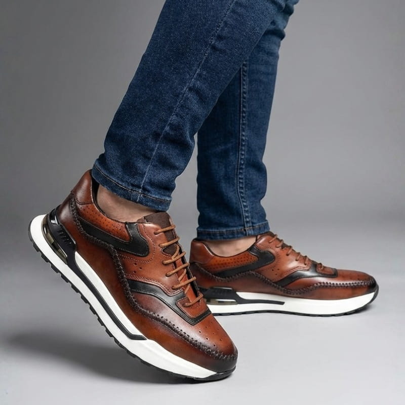 Alessandro Vieri Genuine Leather Oxford Sneakers – Smart Casual Comfort Shoes
