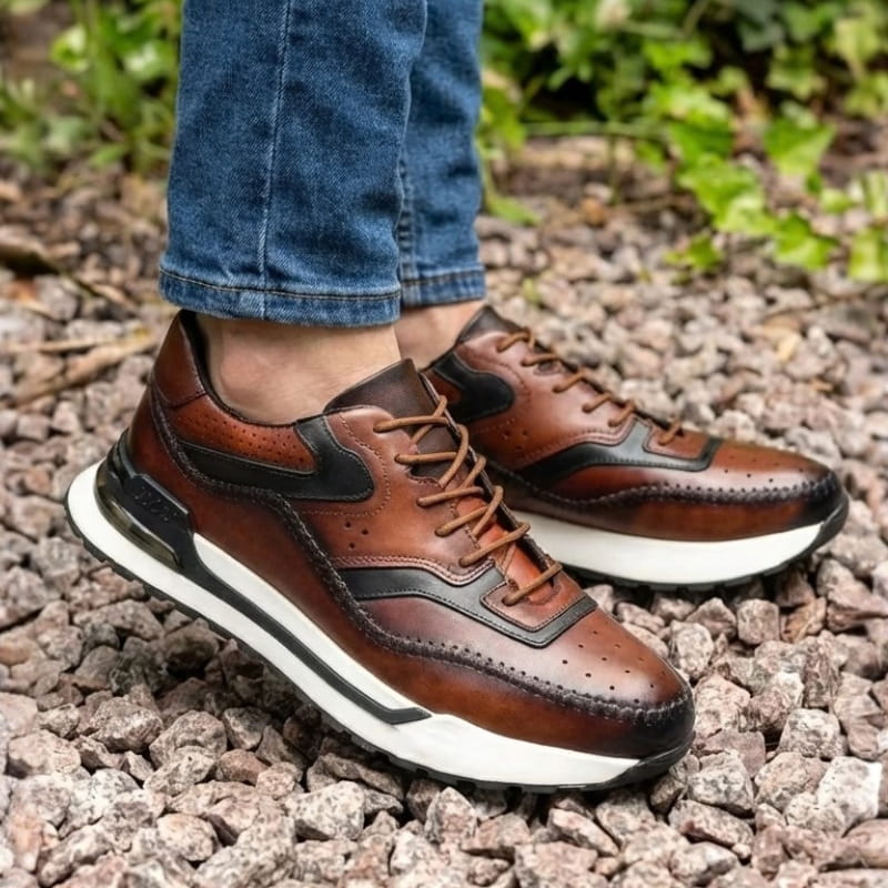 Alessandro Vieri Genuine Leather Oxford Sneakers – Smart Casual Comfort Shoes