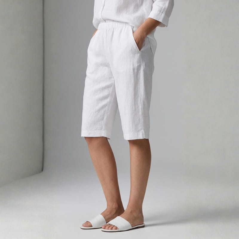 Elena Breathable Linen Knee-Length Shorts – Tailored Relaxed Summer Fit