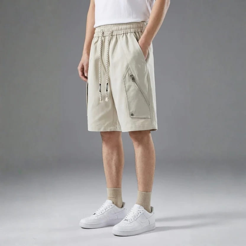 Soriano Utility Drawstring Shorts – Zip Pocket Lightweight Casual Summer Shorts