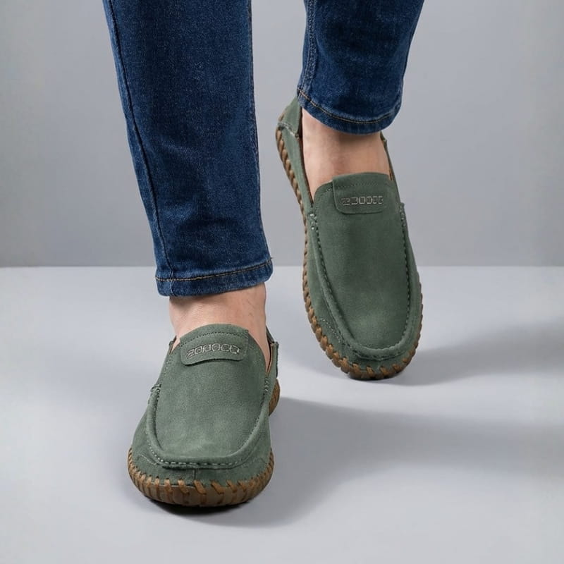 Luciano Men's Suede Loafers – Hand-Stitched Leather Slip-Ons