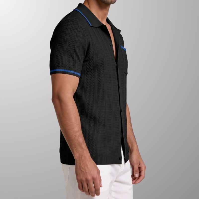 Marino Men's Textured Knit Polo Shirt
