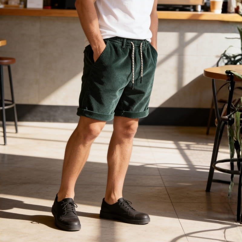 Enzo Soft Corduroy Shorts – Elasticated Waist Relaxed Fit Summer Shorts