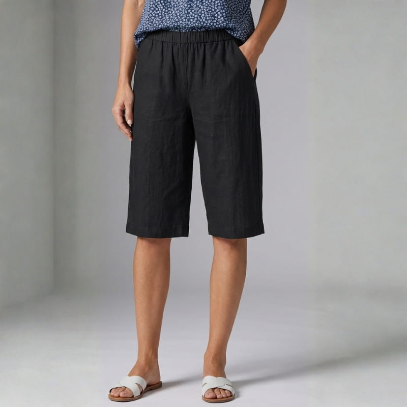 Elena Breathable Linen Knee-Length Shorts – Tailored Relaxed Summer Fit