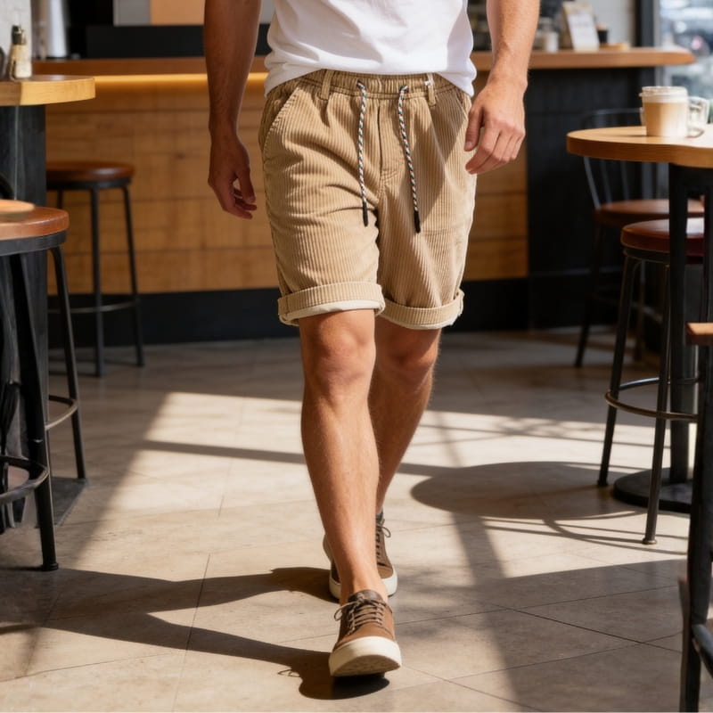 Enzo Soft Corduroy Shorts – Elasticated Waist Relaxed Fit Summer Shorts