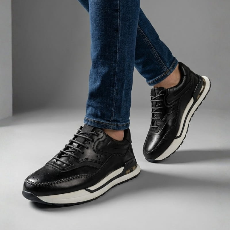 Alessandro Vieri Genuine Leather Oxford Sneakers – Smart Casual Comfort Shoes