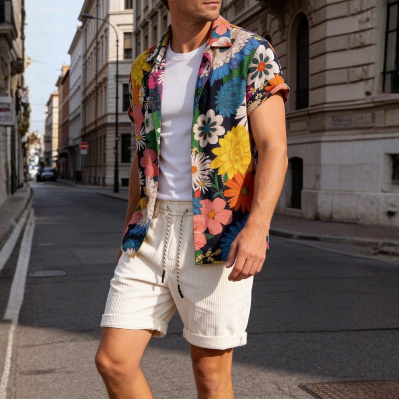 Enzo Soft Corduroy Shorts – Elasticated Waist Relaxed Fit Summer Shorts