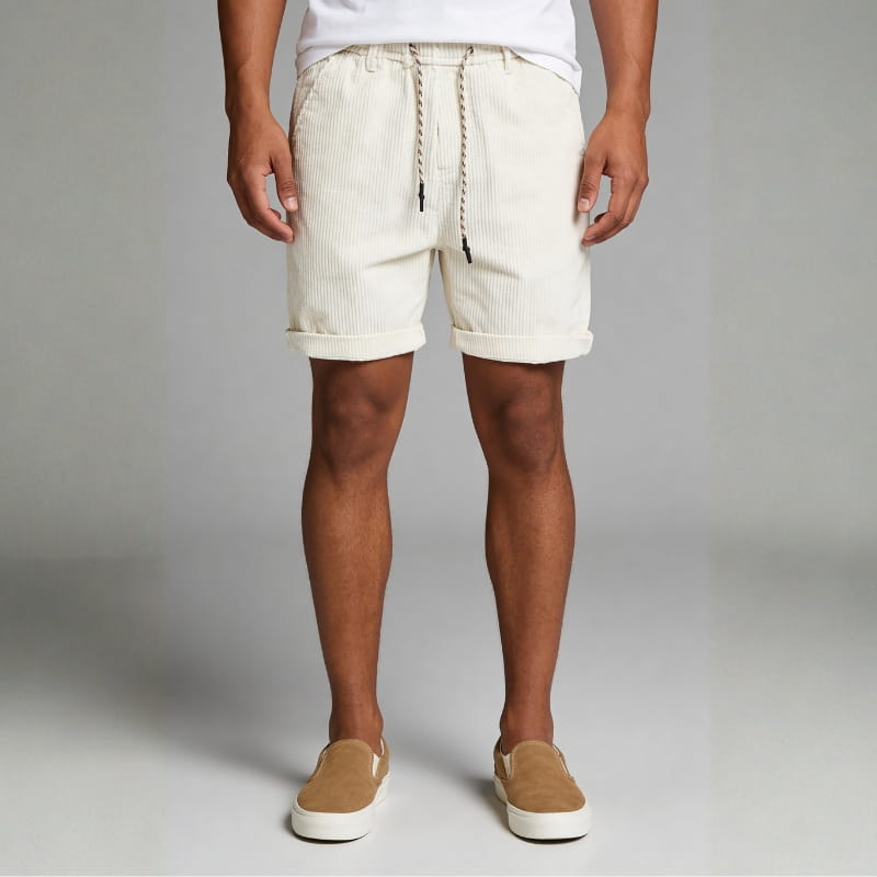 Enzo Soft Corduroy Shorts – Elasticated Waist Relaxed Fit Summer Shorts
