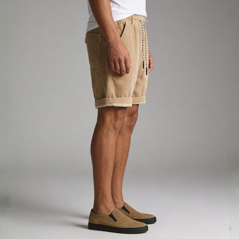 Enzo Soft Corduroy Shorts – Elasticated Waist Relaxed Fit Summer Shorts