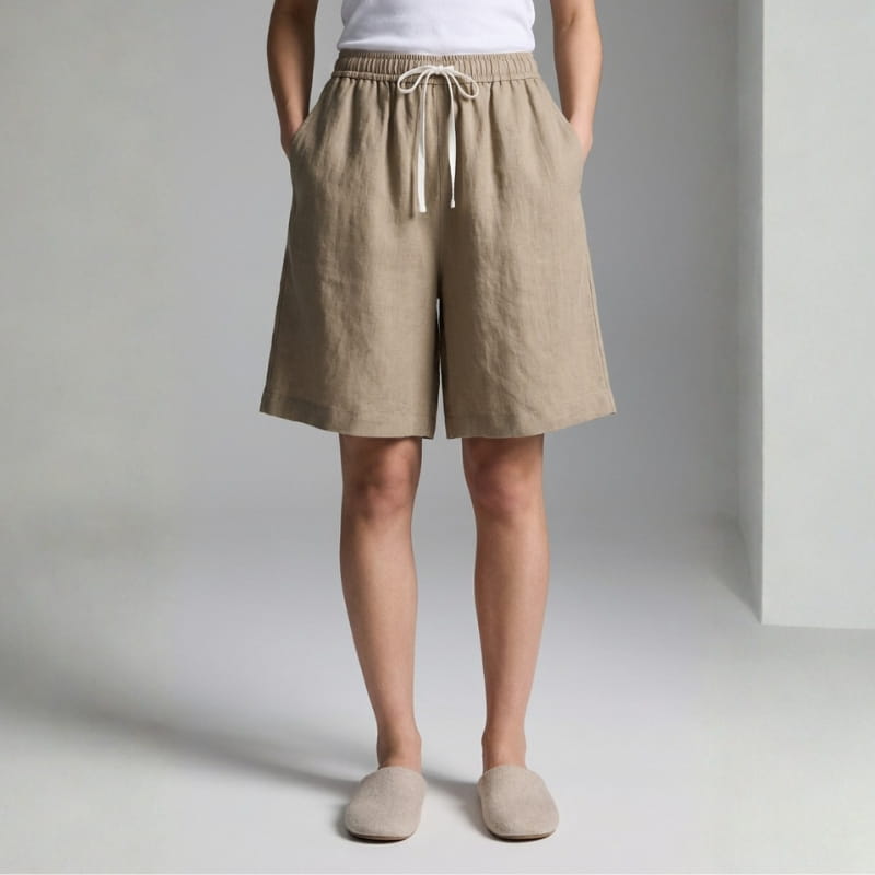 Isabella Cotton Linen Drawstring Shorts – Relaxed Breathable Summer Shorts