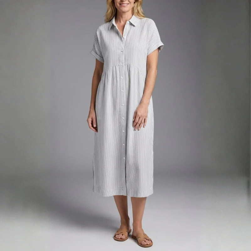 Florian Women’s Midi Dress – Vertical Stripe Design with Flattering Relaxed Fit