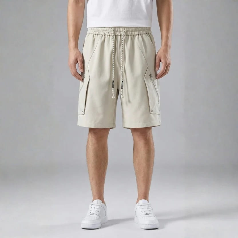 Soriano Utility Drawstring Shorts – Zip Pocket Lightweight Casual Summer Shorts