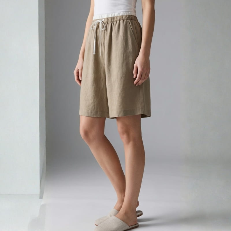 Isabella Cotton Linen Drawstring Shorts – Relaxed Breathable Summer Shorts