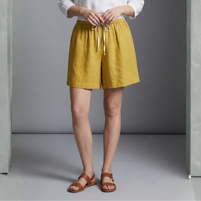 Isabella Cotton Linen Drawstring Shorts – Relaxed Breathable Summer Shorts