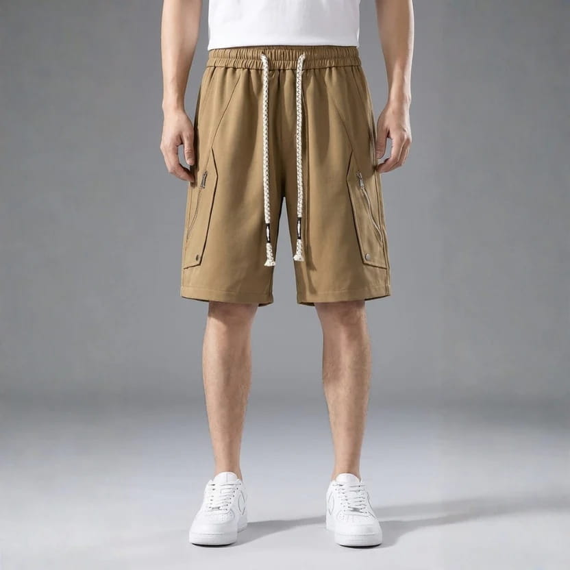 Soriano Utility Drawstring Shorts – Zip Pocket Lightweight Casual Summer Shorts