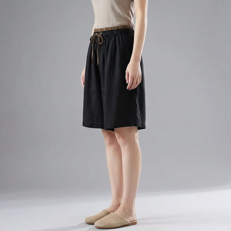 Isabella Cotton Linen Drawstring Shorts – Relaxed Breathable Summer Shorts