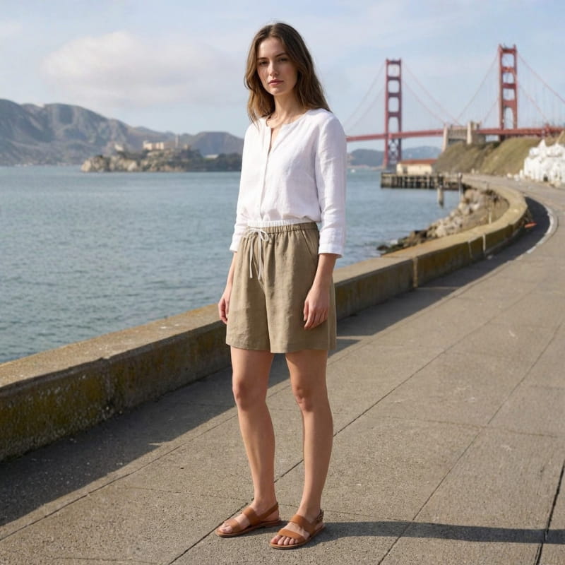 Isabella Cotton Linen Drawstring Shorts – Relaxed Breathable Summer Shorts