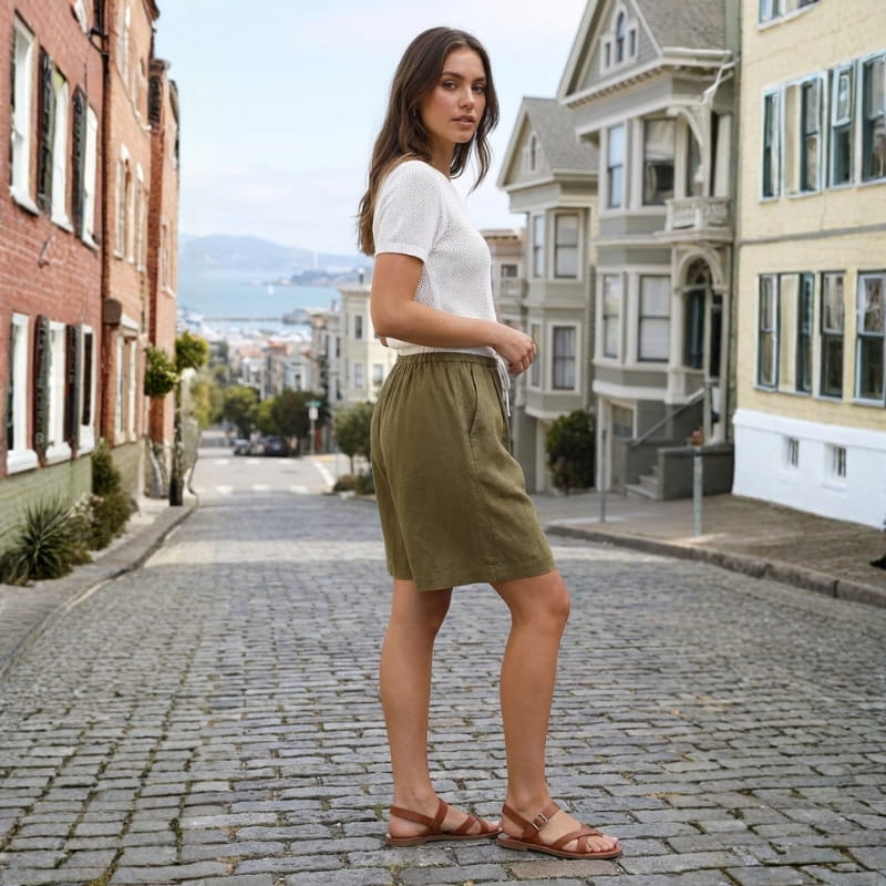 Isabella Cotton Linen Drawstring Shorts – Relaxed Breathable Summer Shorts