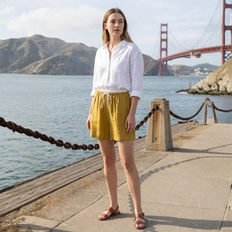 Isabella Cotton Linen Drawstring Shorts – Relaxed Breathable Summer Shorts