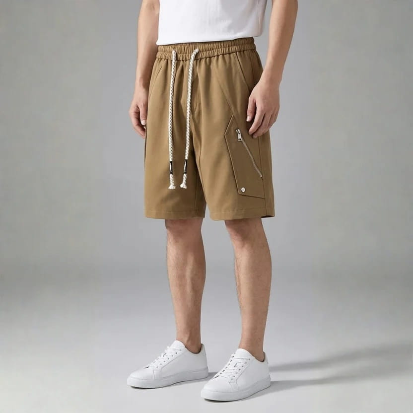 Soriano Utility Drawstring Shorts – Zip Pocket Lightweight Casual Summer Shorts